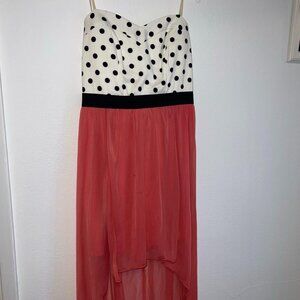 Strapless Polkadot High-Low Dress